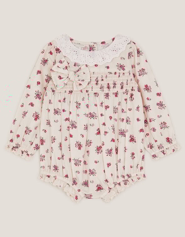 Newborn Floral Print Romper, Ivory (IVORY), large