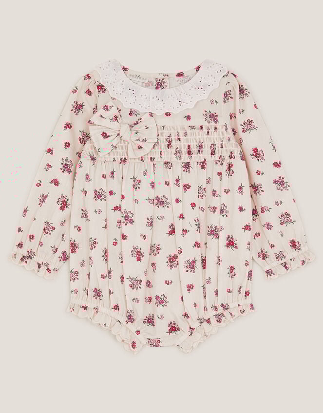Newborn Floral Print Romper, Ivory (IVORY), large