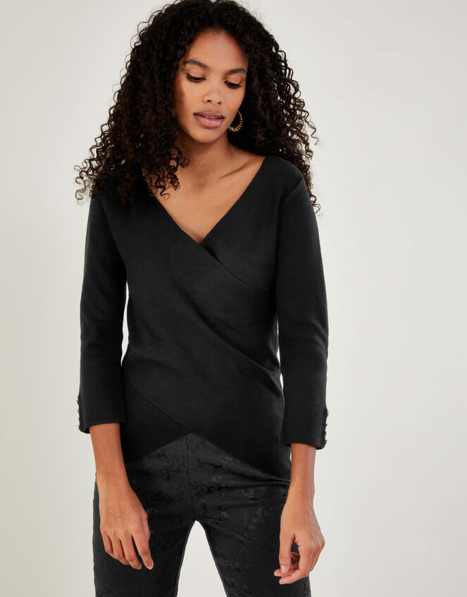 Smart Wrap Jumper with LENZING™ ECOVERO™ , Black (BLACK), large