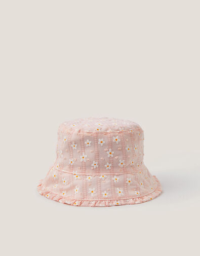 Baby Floral Embroidered Bucket Hat, Pink (PINK), large