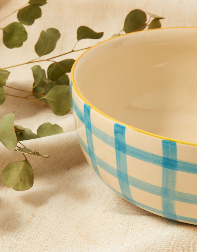 Check Print Ceramic Serving Bowl, , large