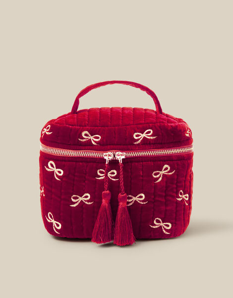 Bow Quilted Velvet Vanity Case, , large