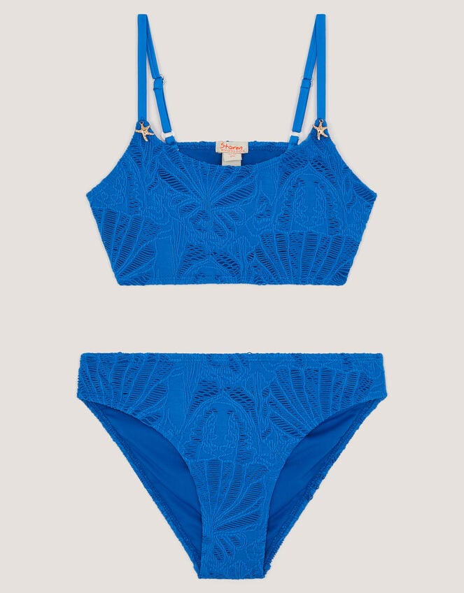 Starfish Textured Bikini Set, Blue (BLUE), large