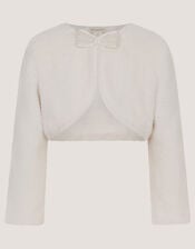 Lara Bow Faux Fur Cardigan, Ivory (IVORY), large