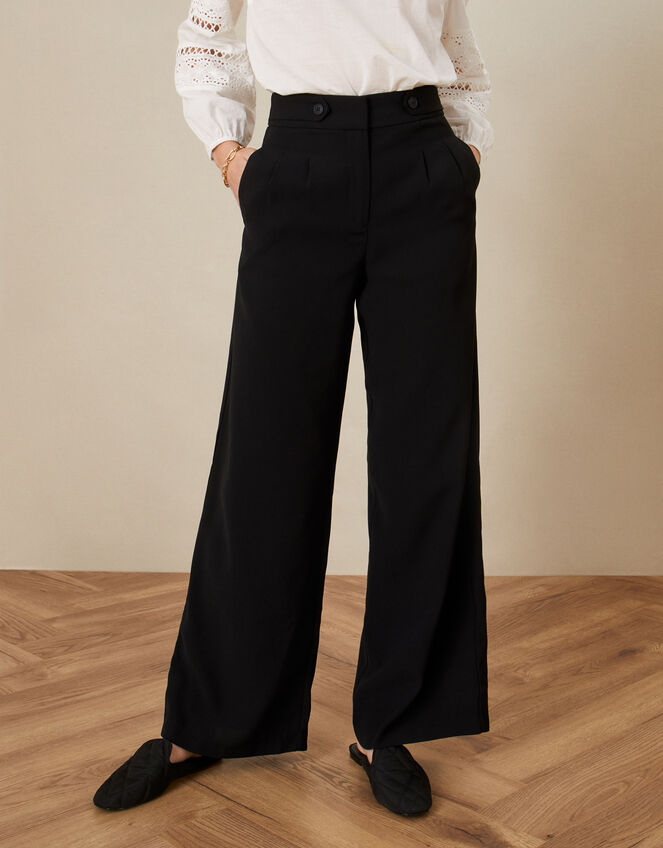 Jamie Wide Leg Pants with Recycled Polyester Black, Pants & Leggings