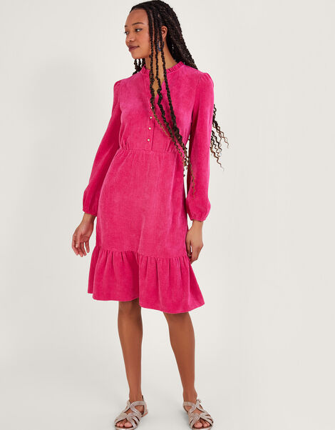 Cord Buttoned Dress, Pink (PINK), large