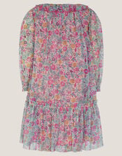 Scallop Collar Floral Print Dress, Pink (PINK), large