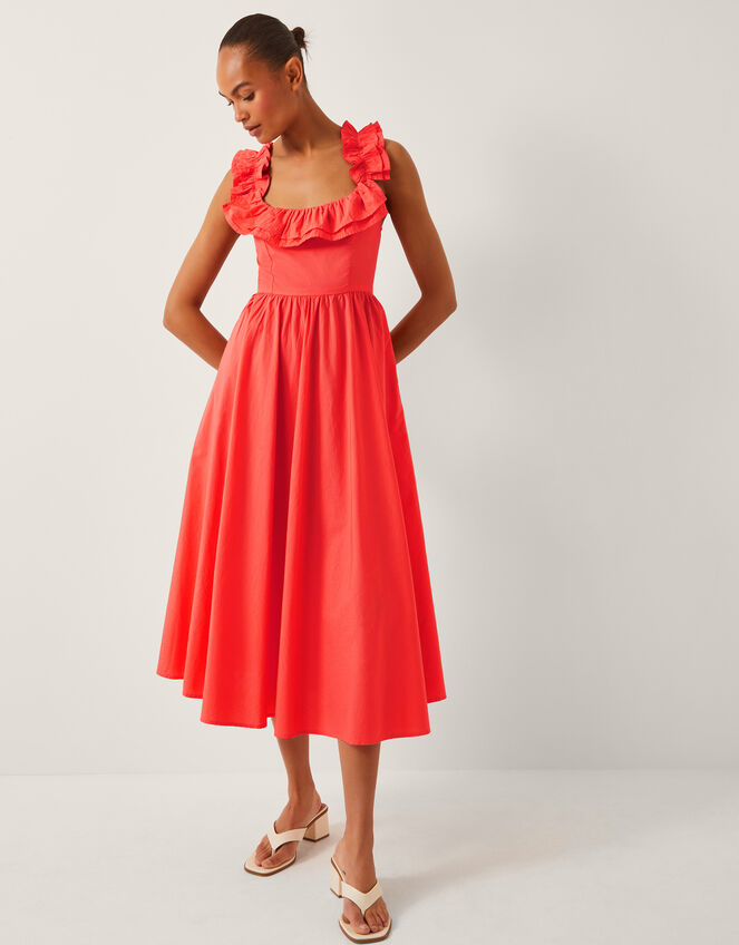 Orange Ruffles Maria Sleeveless Ruffle Midi Dress Orange | Day Dresses | Monsoon Global.