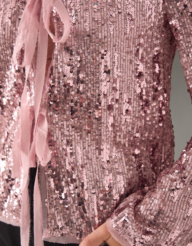 Tabi Tie Sequin Jacket, Pink (PINK), large