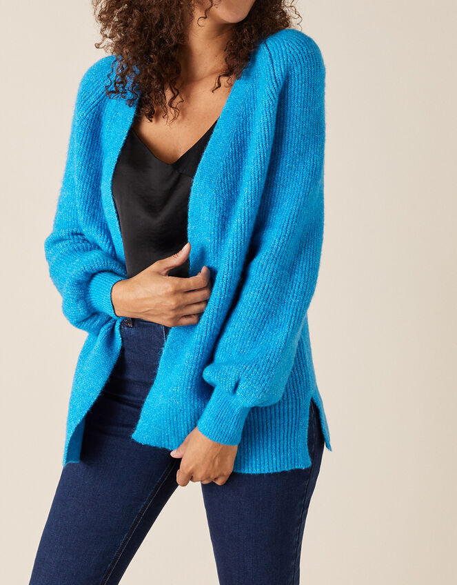 Cosy Knit Cardigan in Wool Blend, Blue (BLUE), large