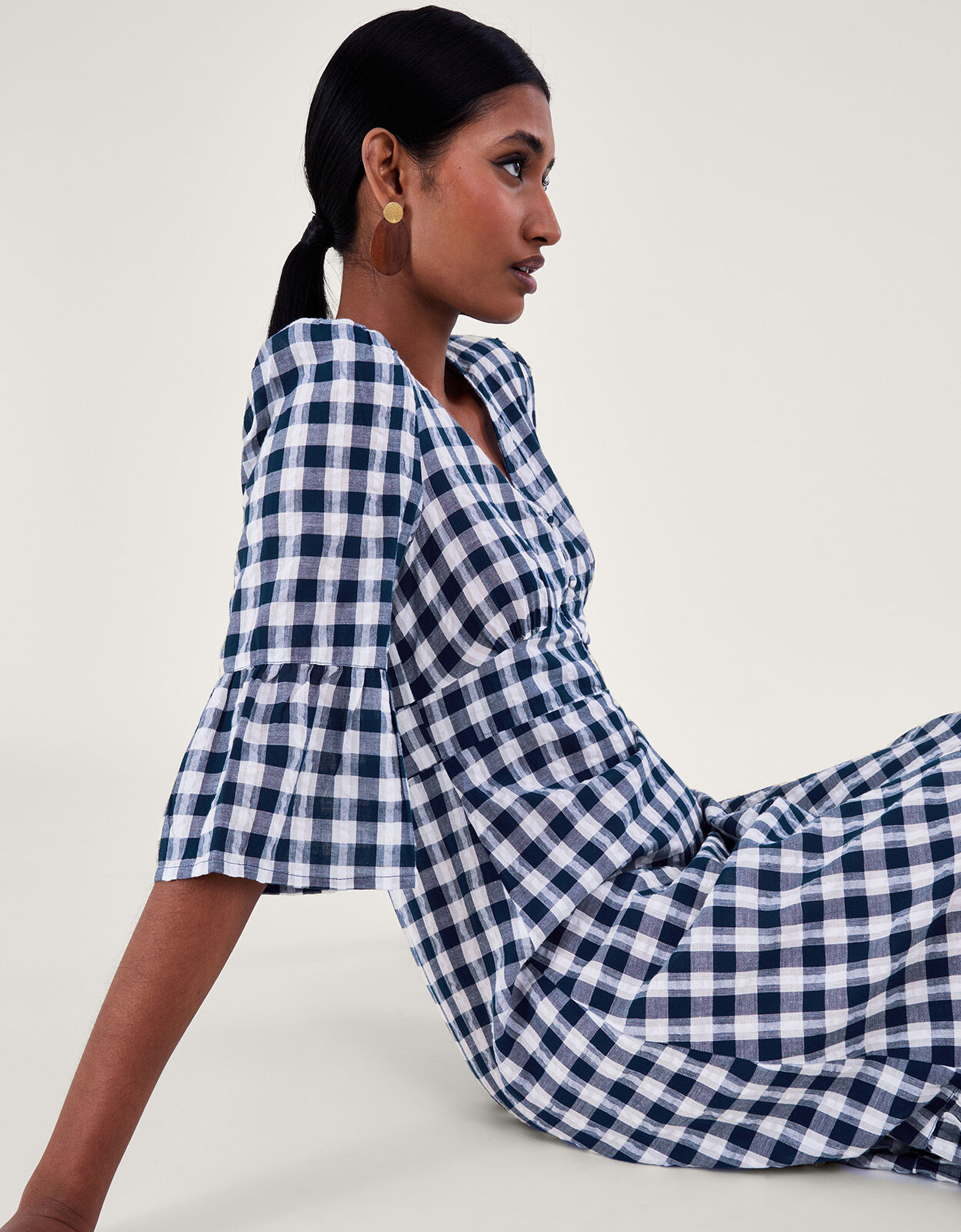 Womens blue and white gingham dress hotsell