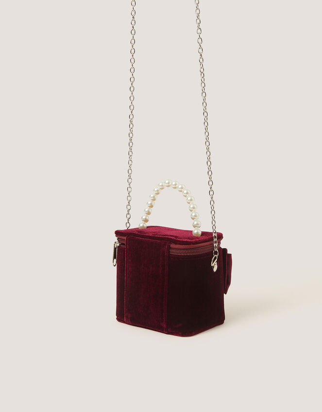 Bow Velvet Bag , Red (BURGUNDY), large