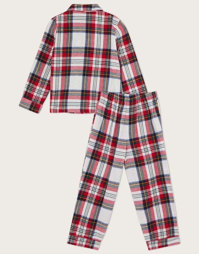 Check Button Through Unisex Pyjamas, Ivory (IVORY), large