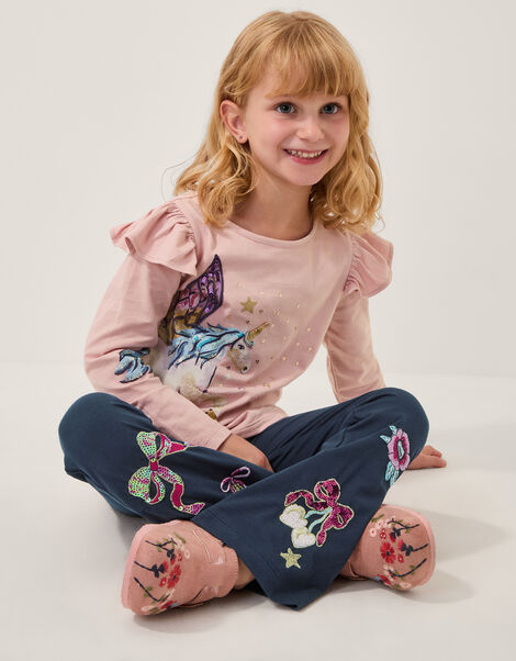 Unicorn Embellished Long Sleeve Top, Purple (PURPLE), large