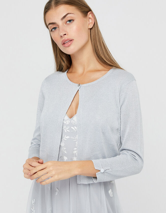 Elyse Metallic Shrug, Blue (BLUE), large