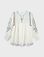 East Pavlina Embroidered Cotton Top, Ivory (IVORY), large