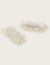 Land of Wonder Pearl Cluster Ruffle Clips Set of Two, , large