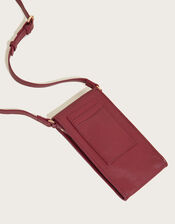 Leather Phone Holder, Red (BERRY), large