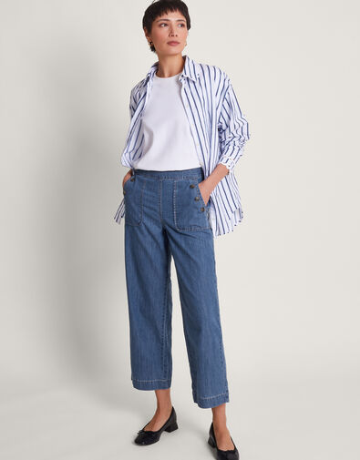 Harper Regular Crop Wide Leg Jeans, Blue (DENIM BLUE), large