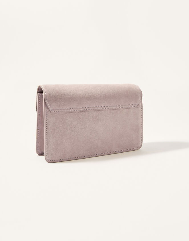 Suede Scallop Clutch Bag, , large