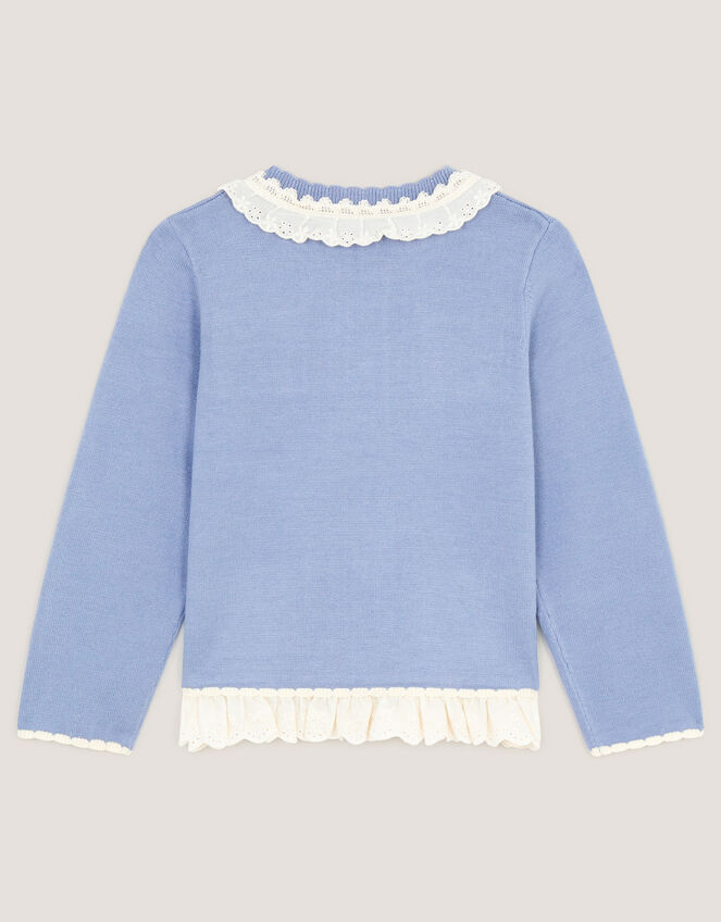Broderie Lace Cardigan, Blue (BLUE), large
