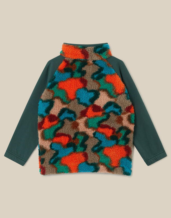 Camo Print Half-Zip Fleece Jumper, Blue (NAVY), large