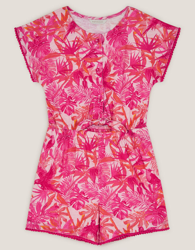 Birds Of Paradise Short Sleeve Romper, Pink (PINK), large