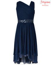 Abigail sequin one-shoulder prom dress, Blue (NAVY), large