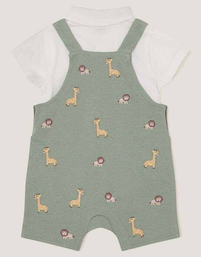 Newborn Giraffe Dungaree Set, Green (GREEN), large