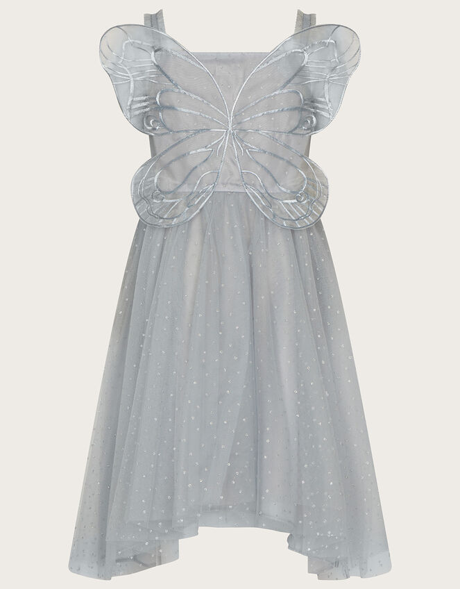 Land of Wonder Butterfly Wings Glitter Dress, Grey (GREY), large