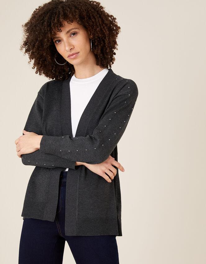 Heat-Seal Gem Cardigan, Grey (CHARCOAL), large