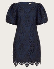 Lila Lace Tunic Mini Dress, Blue (NAVY), large