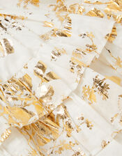 Baby Foil Floral Print Tiered Dress, Ivory (IVORY), large