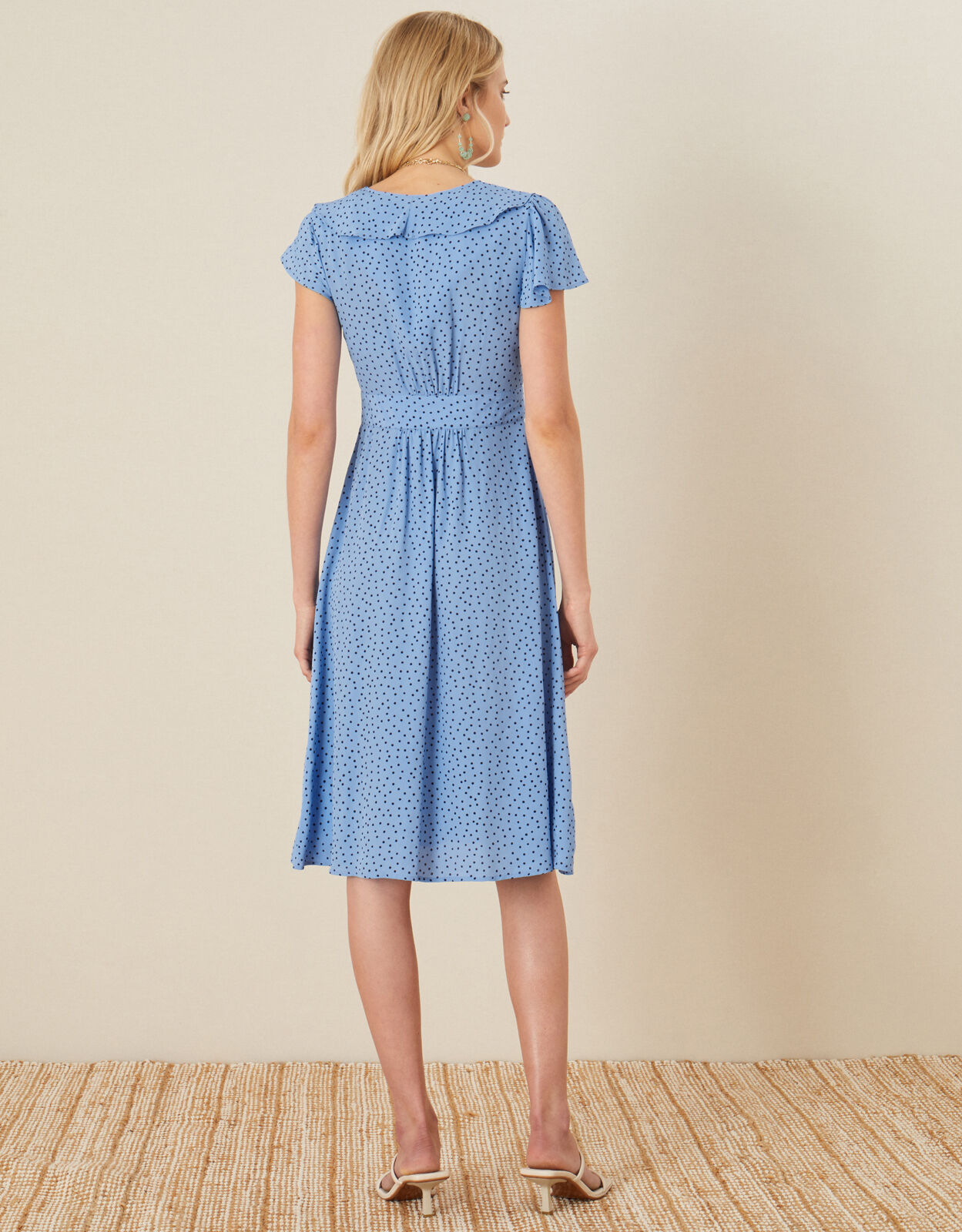 Monsoon blue spot dress store