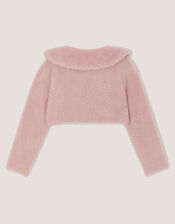 Baby Detachable Collar Fuzzy Cardigan, Pink (DUSKY PINK), large