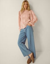 Imogen Lace Blouson Blouse, Pink (BLUSH), large