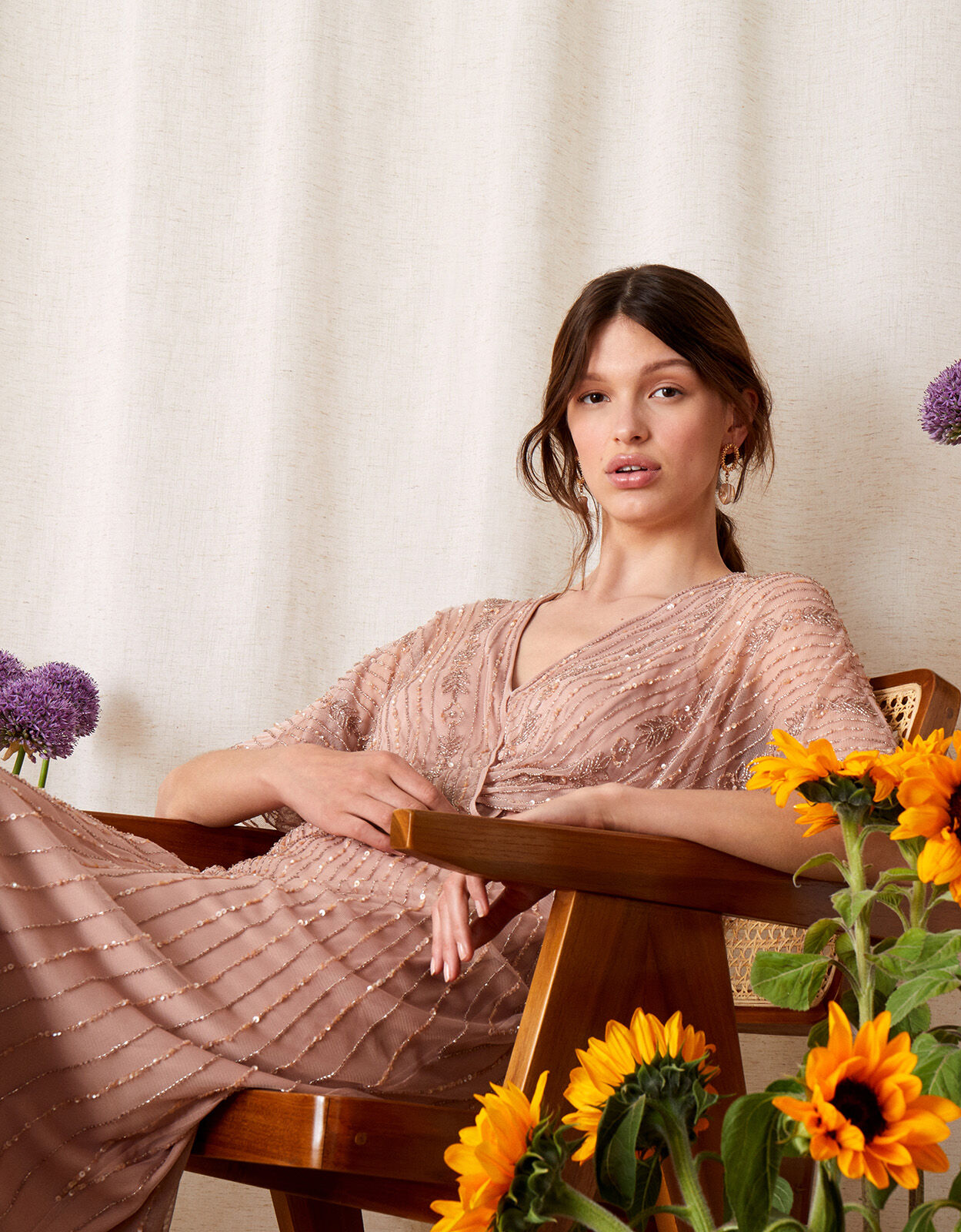 ARTISAN Alex Embellished Wrap Dress Pink Evening Dresses