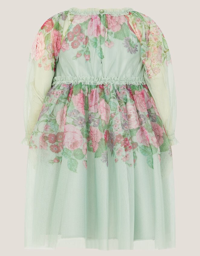 Baby Nadia Long Sleeve Rose Party Dress, Green (SAGE), large
