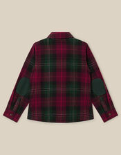 Check Print Cotton Christmas Shirt , Red (BURGUNDY), large