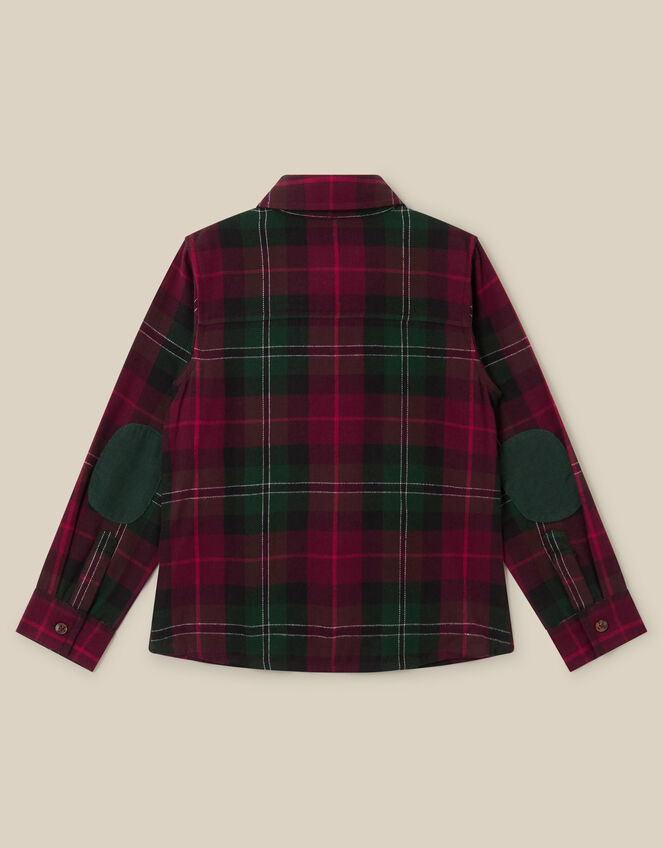 Check Print Cotton Christmas Shirt , Red (BURGUNDY), large