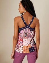 Scarf Print Halter Top in Sustainable Cotton, Multi (MULTI), large