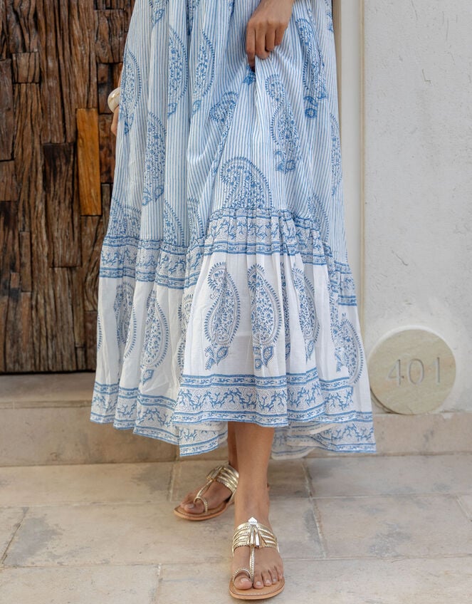 Dilli Grey Kaya Sleeveless Block Print Midi Dress, Blue (BLUE), large