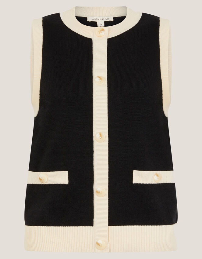 Sala Two Tone Knit Vest, Black (BLACK), large