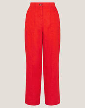 Jolie Regular Linen Wide Leg Trousers, Orange (CORAL), large