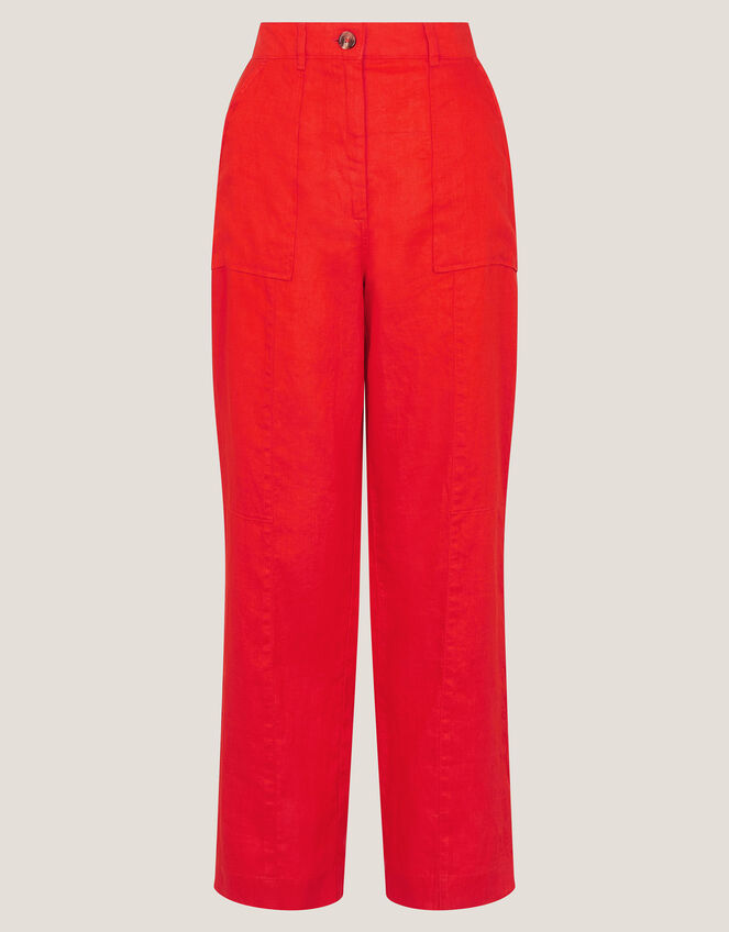 Jolie Regular Linen Wide Leg Trousers, Orange (CORAL), large