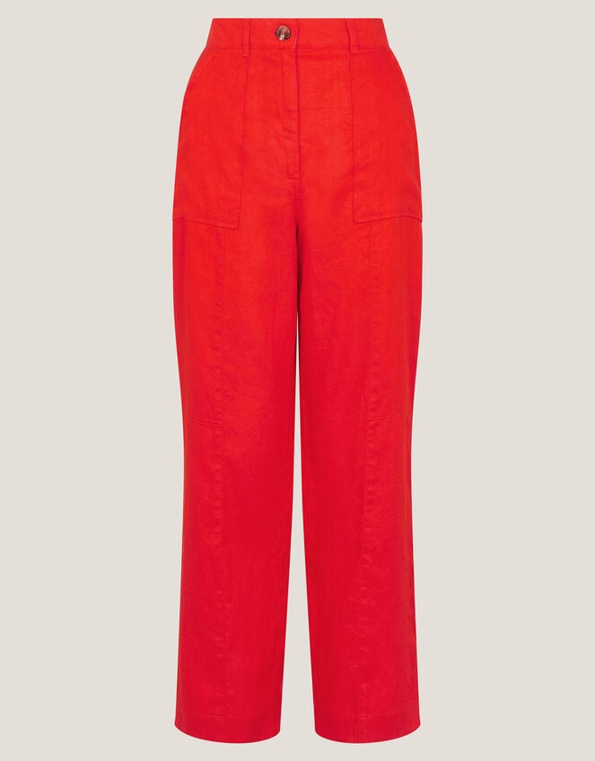 Jolie Regular Linen Wide Leg Trousers, Orange (CORAL), large