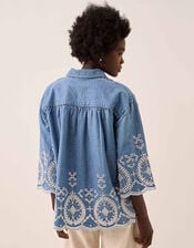 East Denim Broderie Shirt, Blue (BLUE), large