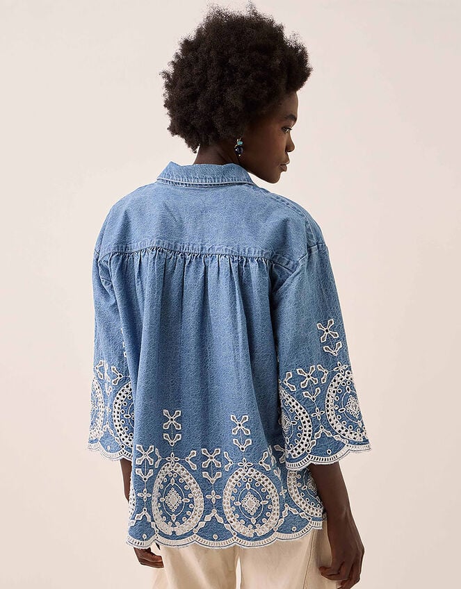 East Denim Broderie Shirt, Blue (BLUE), large
