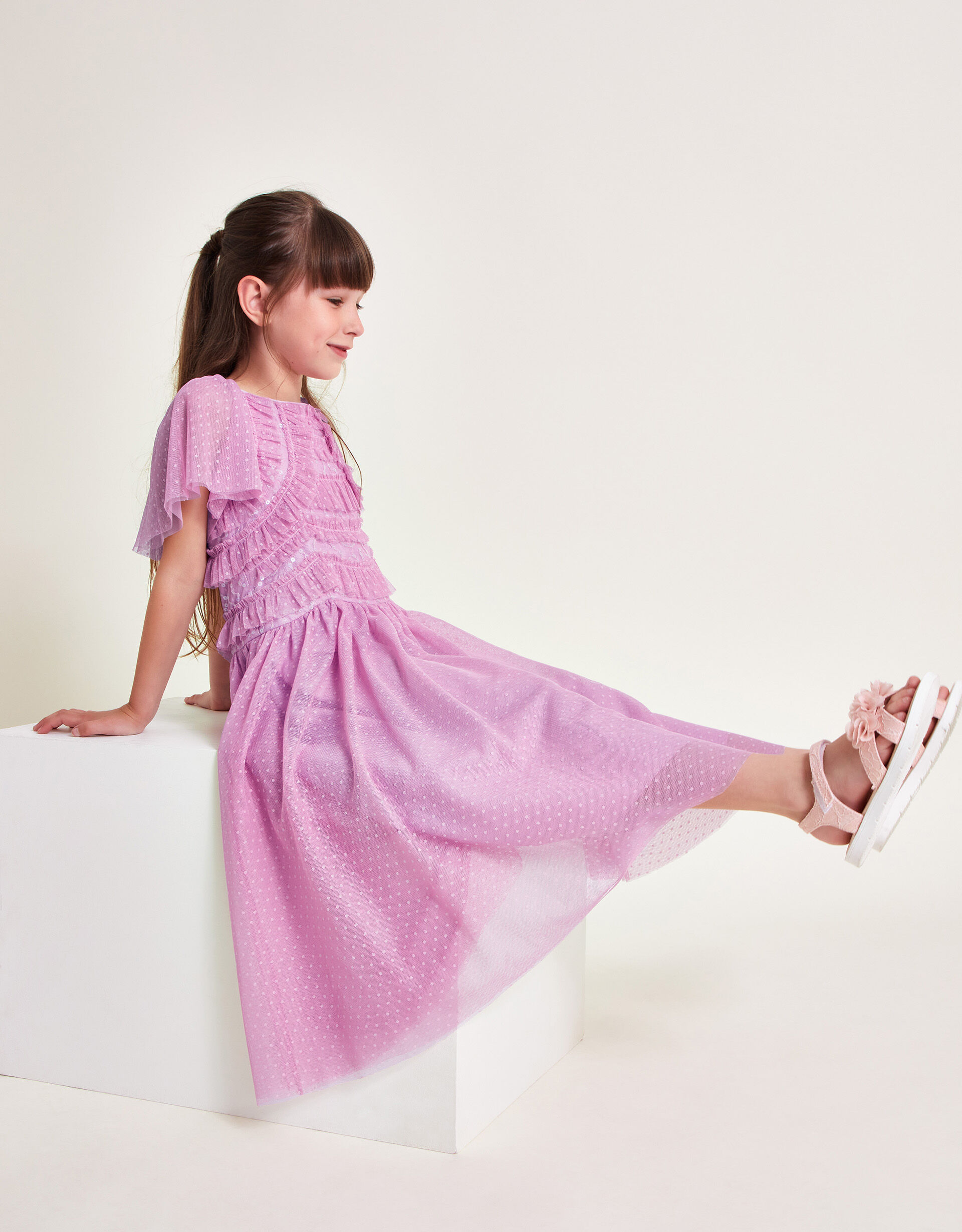 Ruffle Sequin Truth Dress Purple
