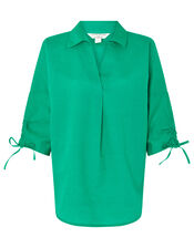 Ariel Shirt in Linen and Organic Cotton, Green (GREEN), large